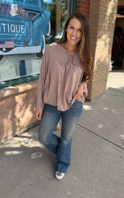Taupe Long Sleeve Blouse