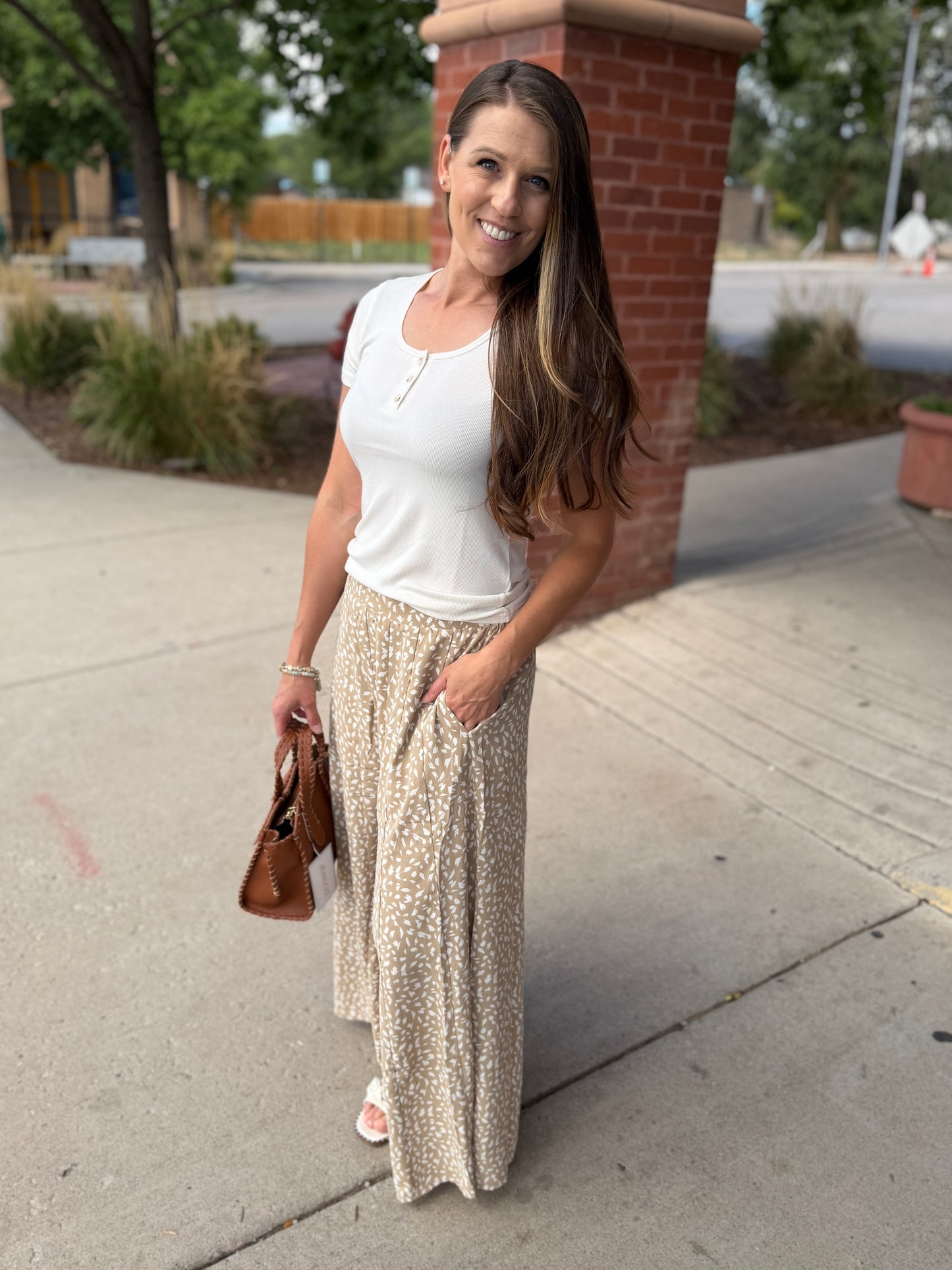 Geo Print Wide Leg Pants