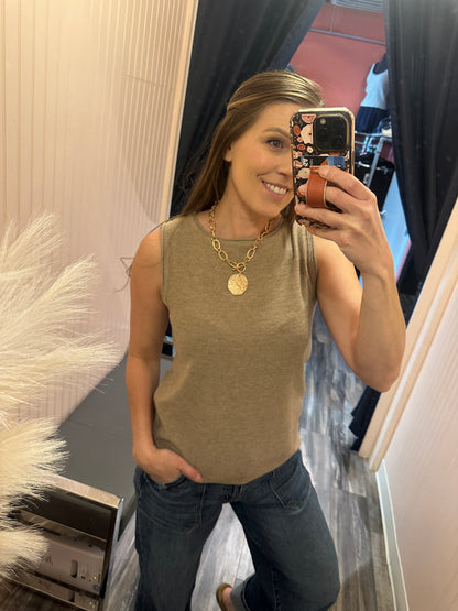 Sleeveless Mocha Sweater Tank