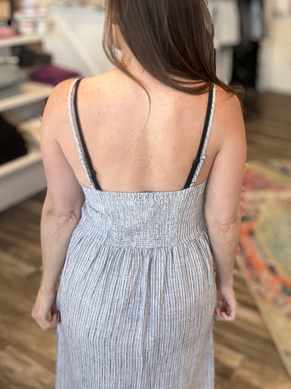Slate Striped Midi Dress