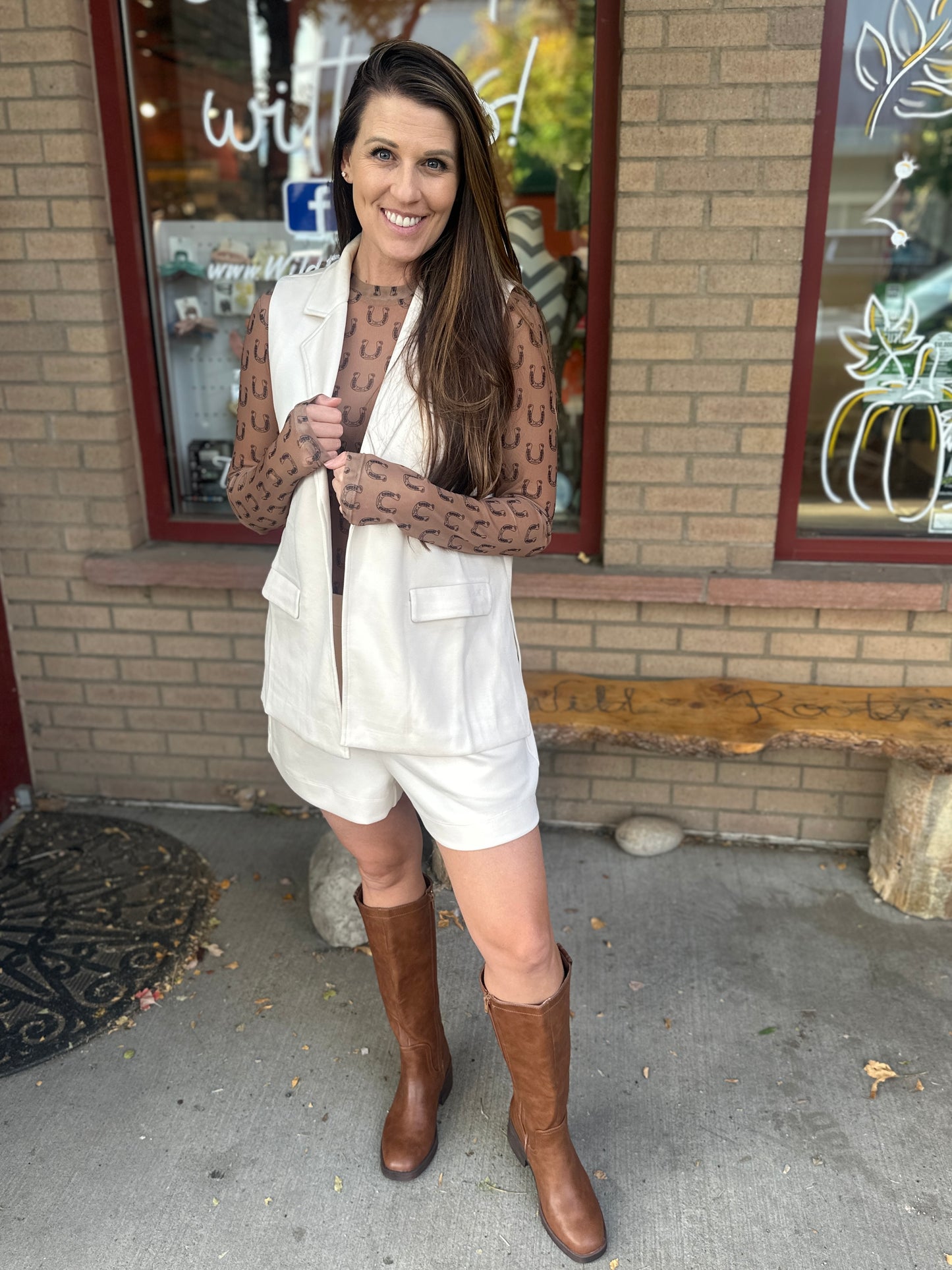 Ivory Open Front Vest