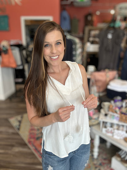 V-Neck Tank With Tie Detail