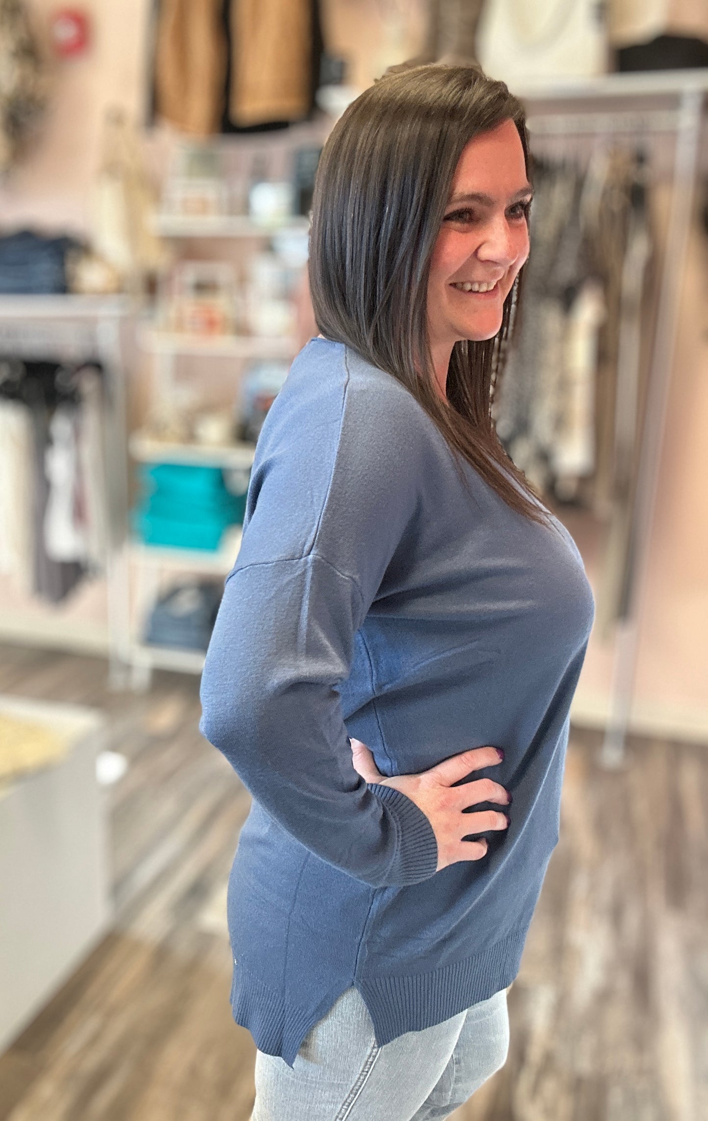 Solid Tunic Hi Low Long Sleeve