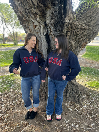 Navy USA 3/4 Zip Pullover