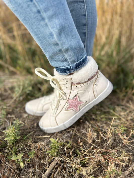 White Pink Lyssa High Top Sneaker