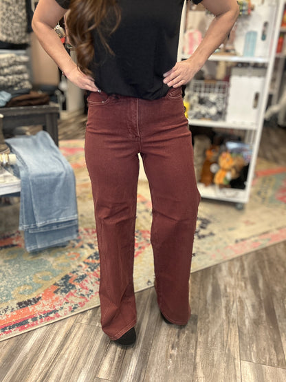 Twisted Seam Retro Burgundy Jeans
