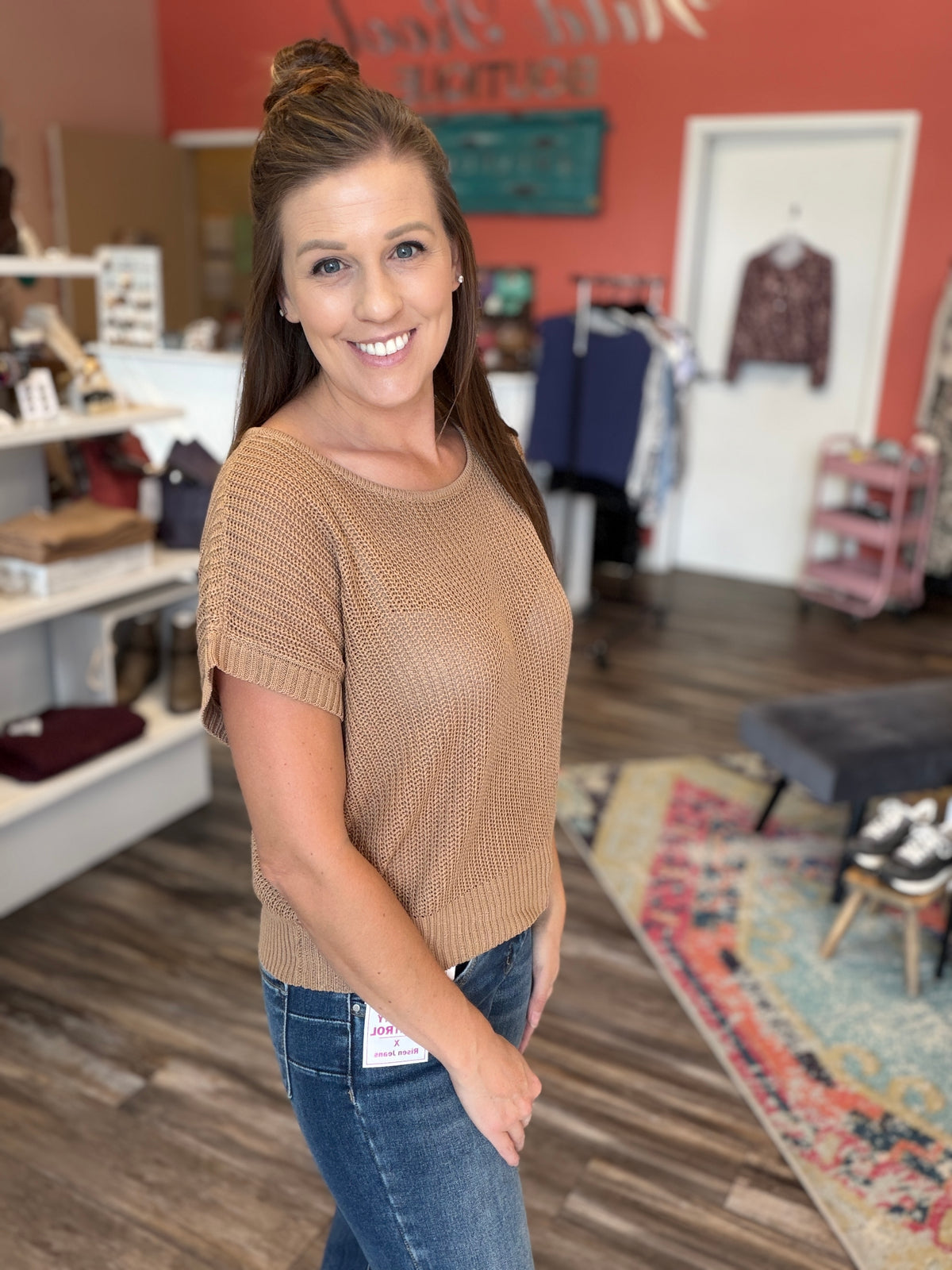 Tan Knit Short Sleeve