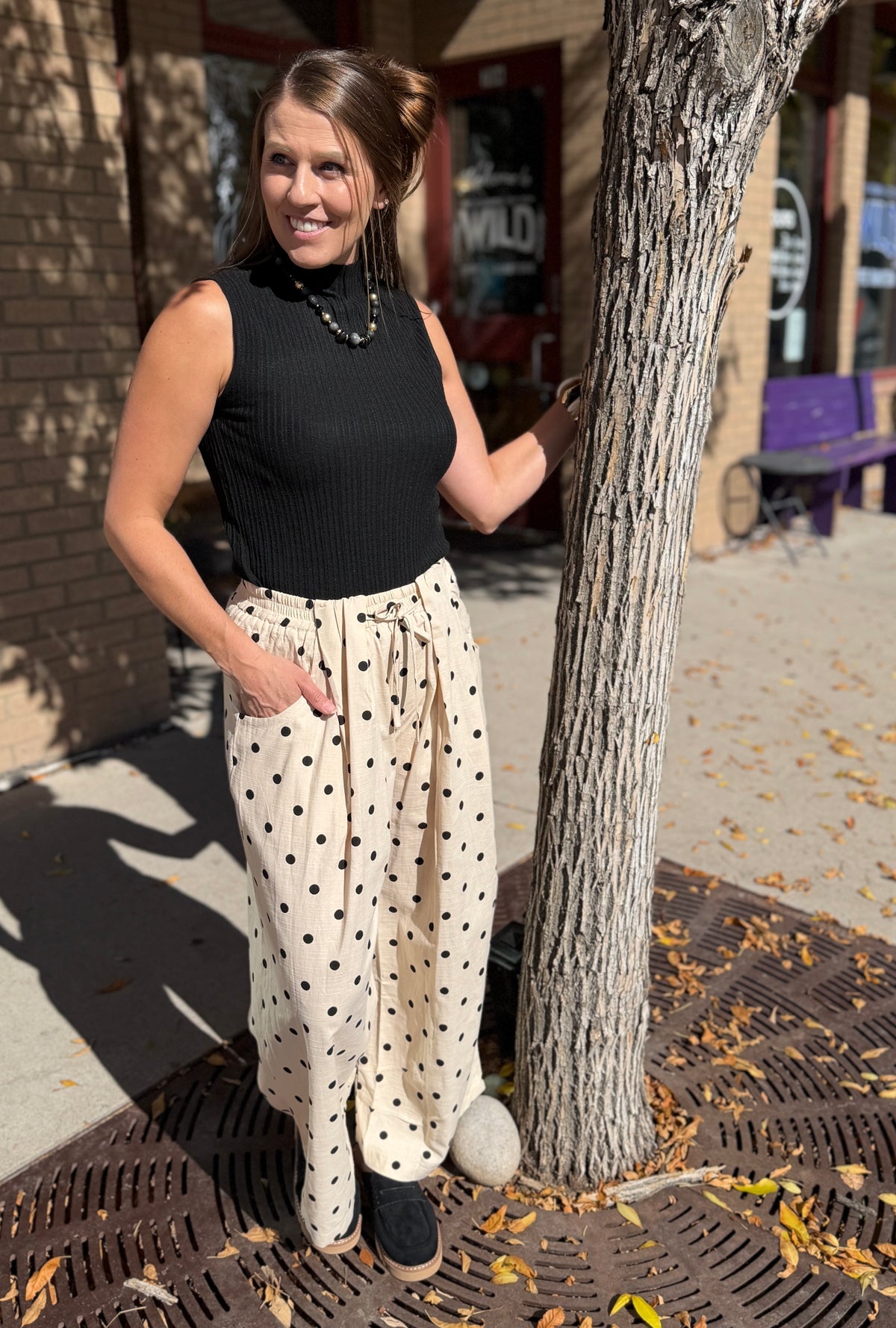 Polka Dot Pleated Pants