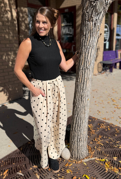 Polka Dot Pleated Pants