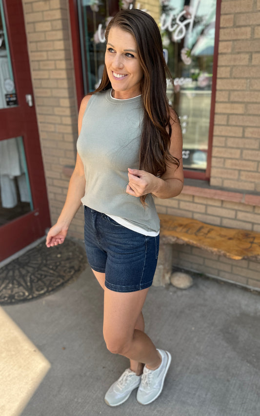 Sage Faux Layered Tank
