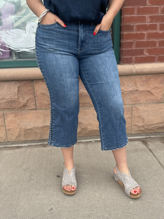 High Waisted Braided Crop Jean