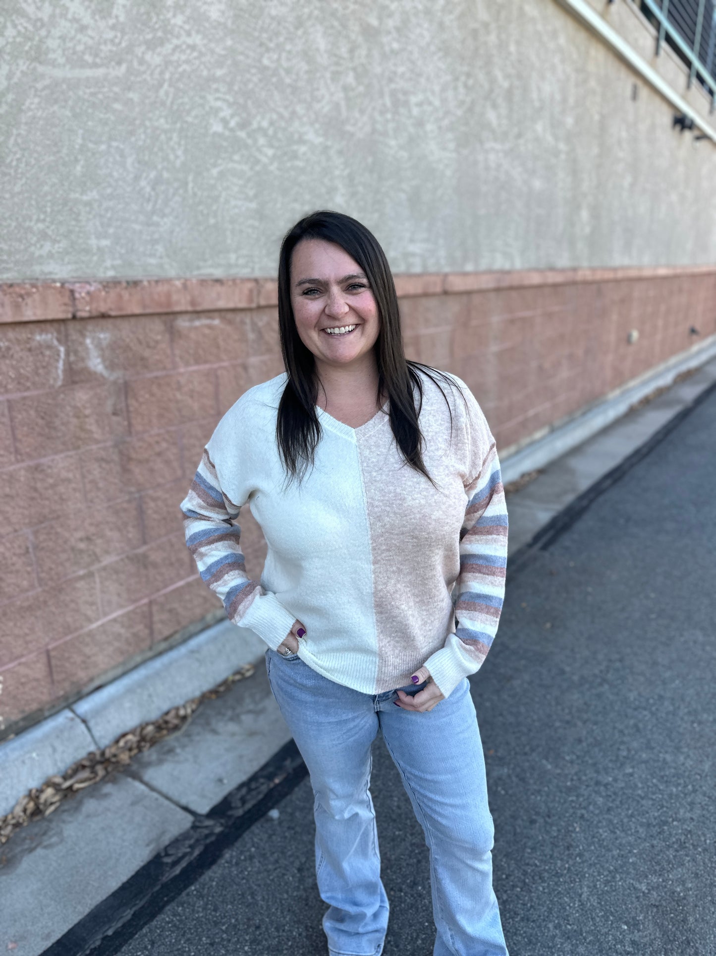 Colorblock and Striped Sweater