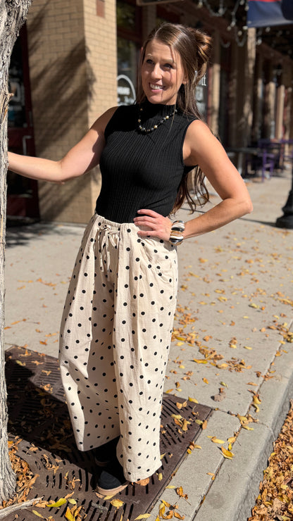 Polka Dot Pleated Pants