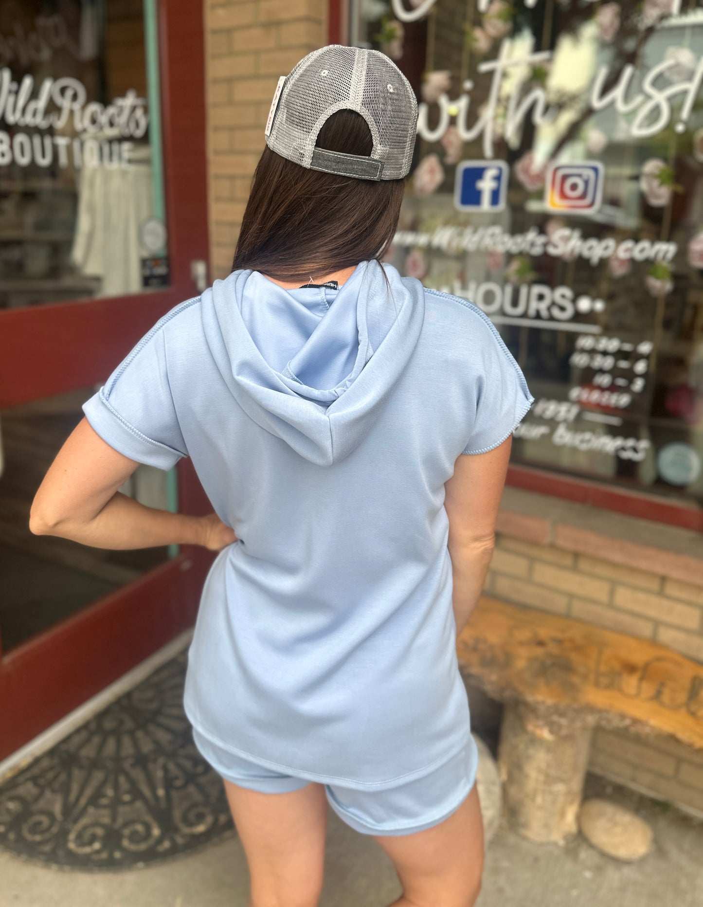 Denim Butter Soft Hooded Short Sleeve