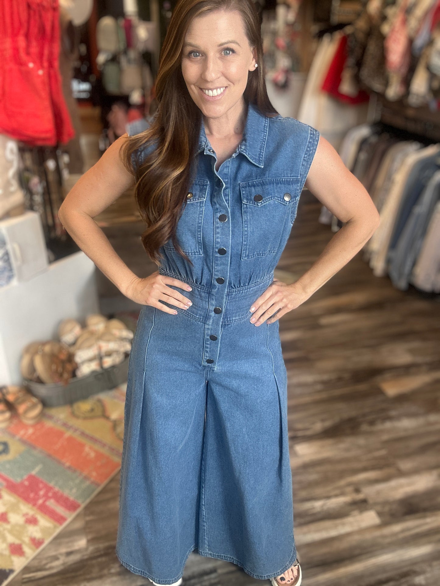 Denim Wide Leg Jumpsuit