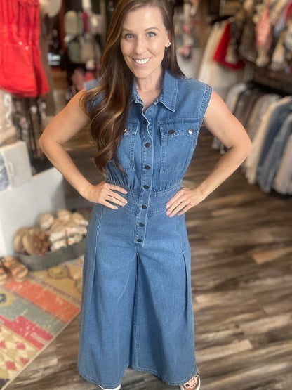 Denim Wide Leg Jumpsuit
