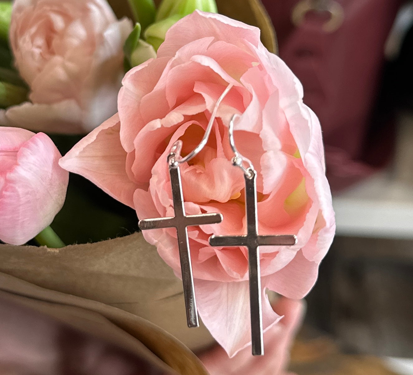 Cross Drop Earrings