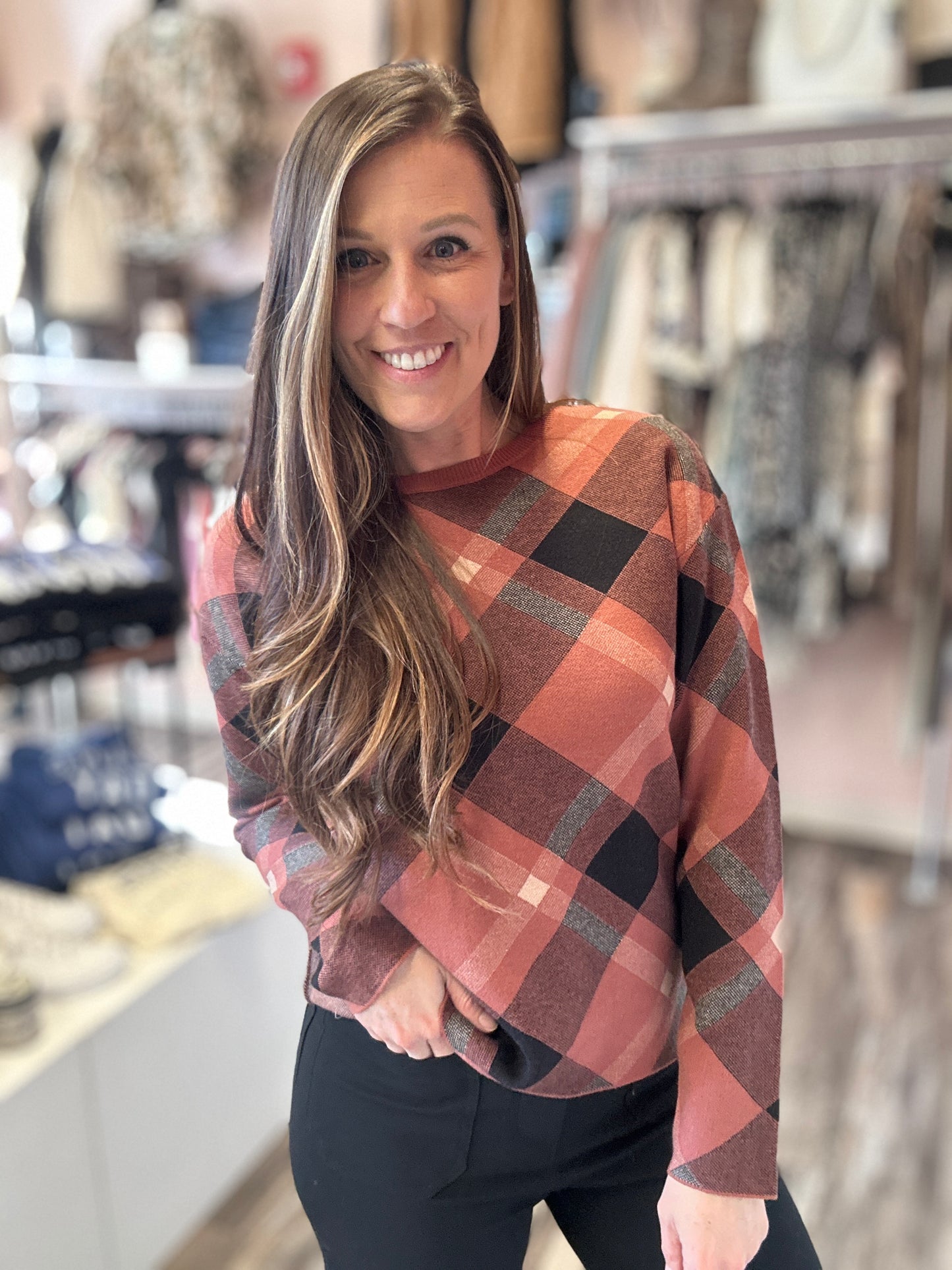 Checker Jacquard Sweater