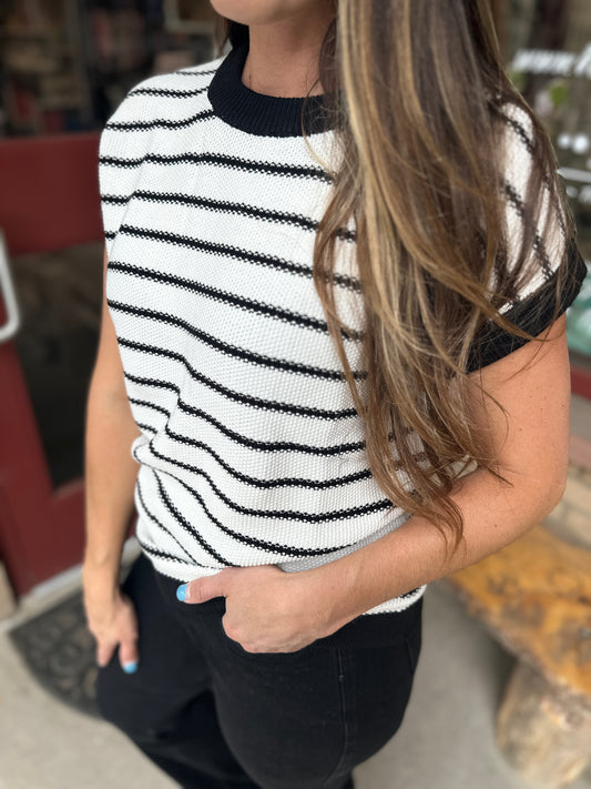 Stripe Knit Short Sleeve