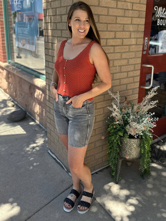 Rust Open Knit Tank
