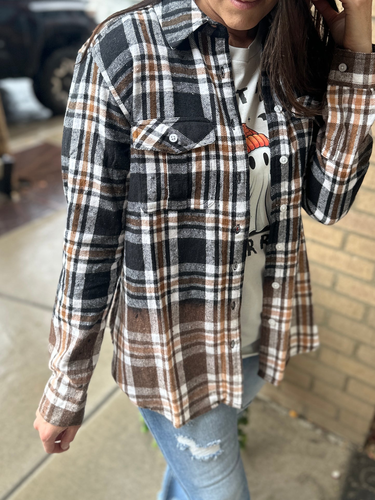 Camel and Black Plaid Flannel