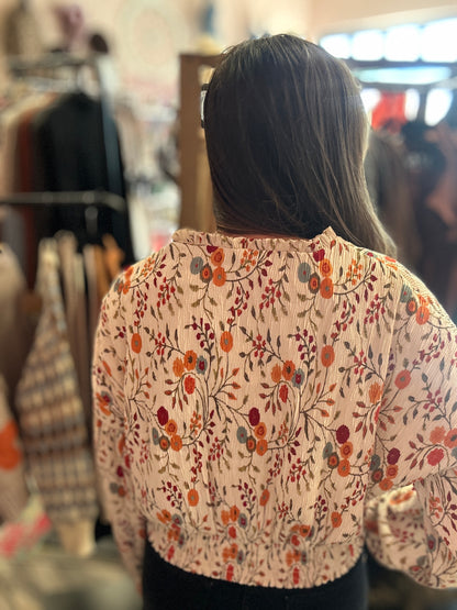Fall Floral Cropped Long Sleeve