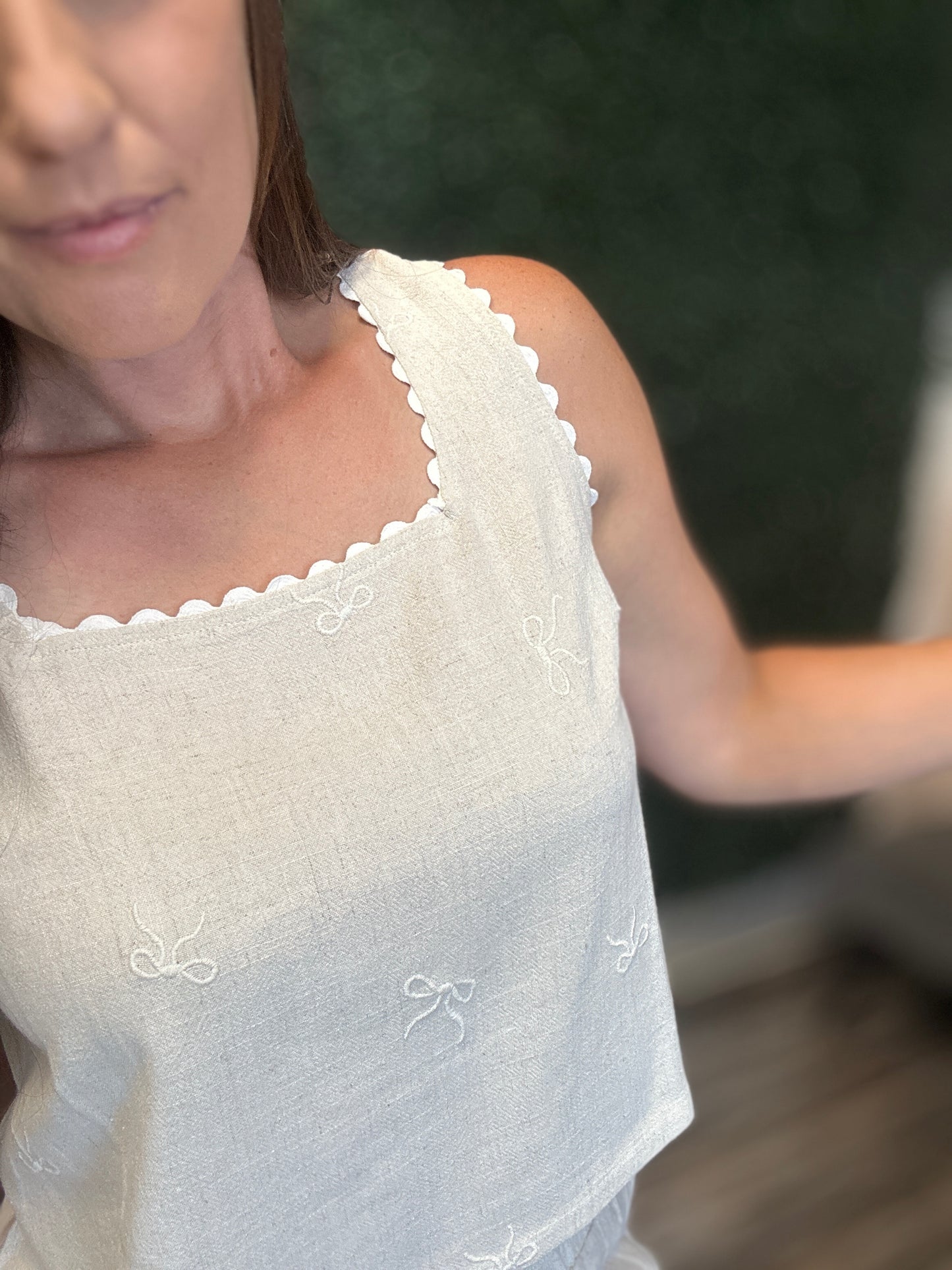 Embroidered Linen Tank