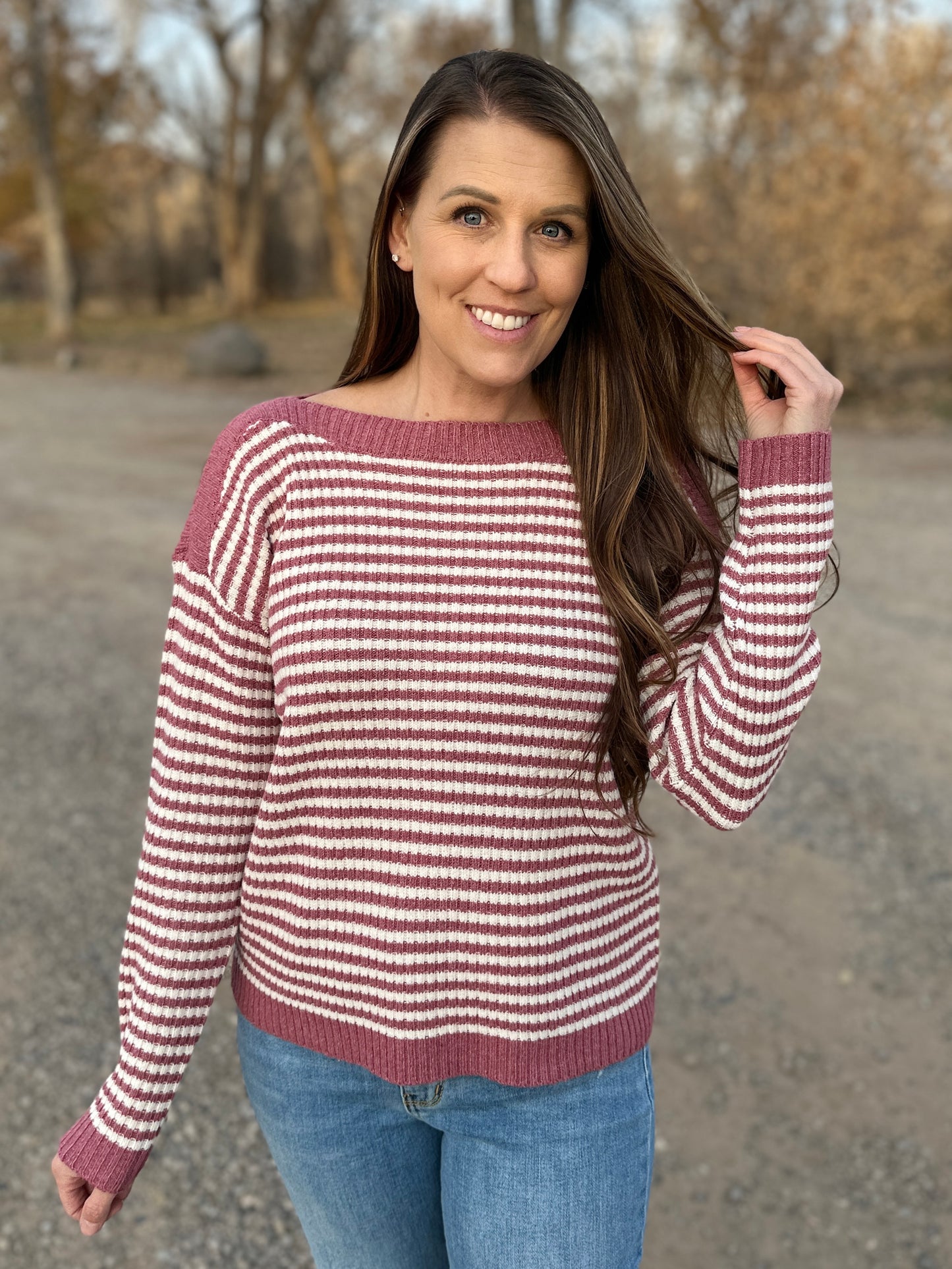 Striped Boat Neck Sweater