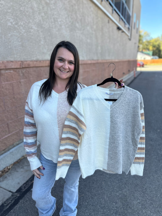 Colorblock and Striped Sweater