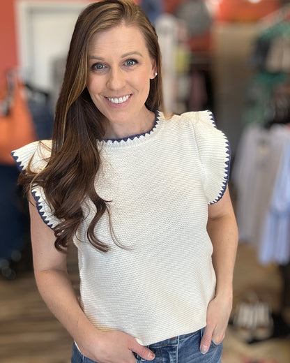 Mini Waffle Textured Ruffle Cap Sleeve