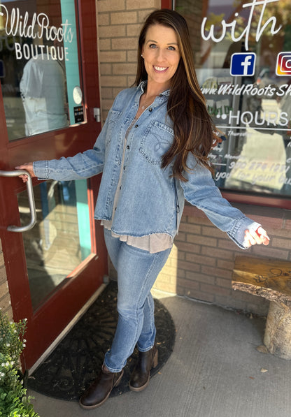 Denim Shirt with a Twist of Western