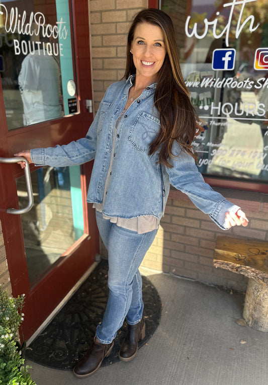 Denim Shirt with a Twist of Western