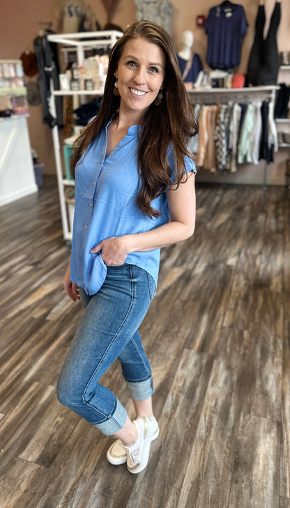 Short Rolled Sleeve Button Down