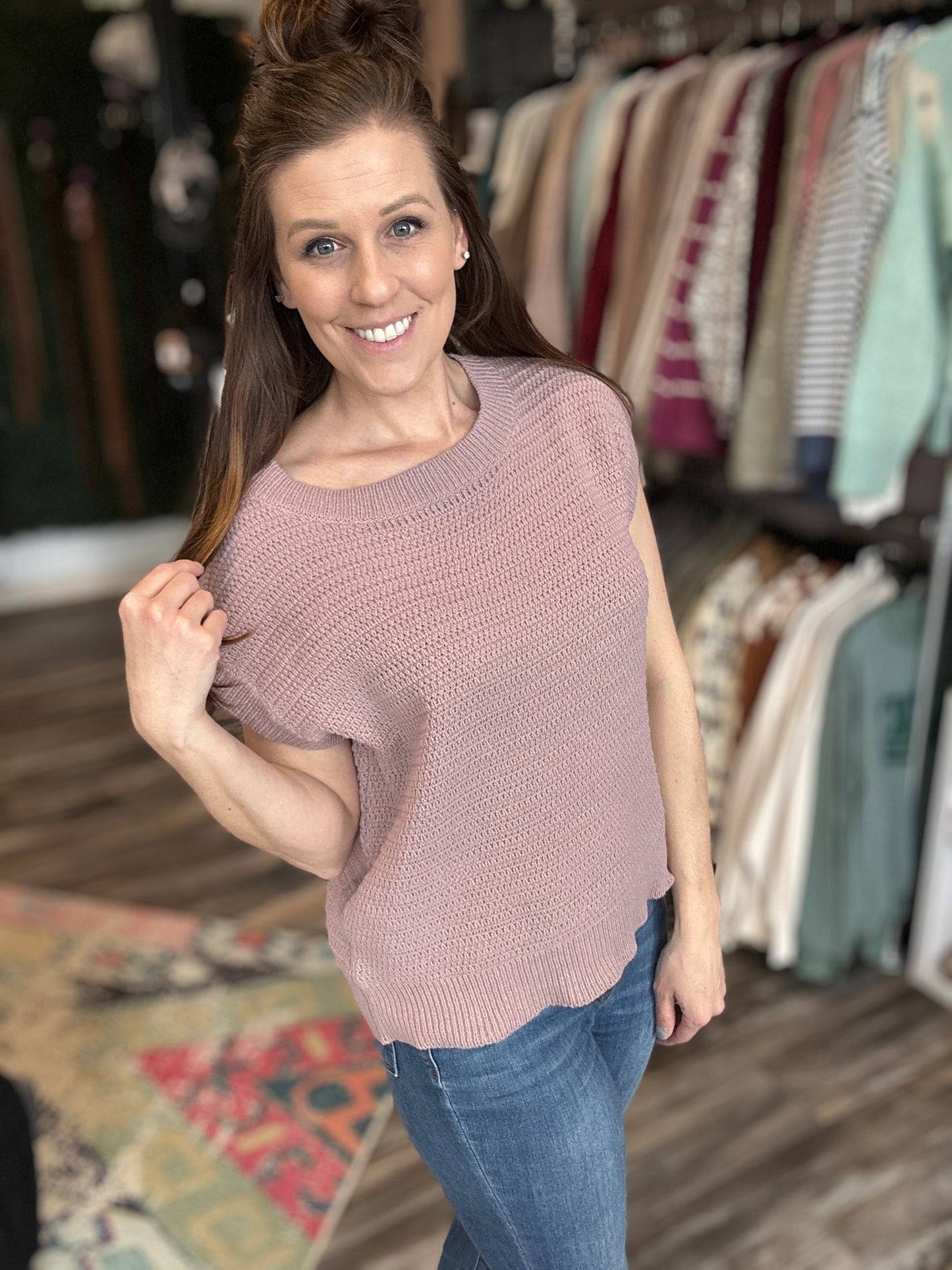Knit Sweater Cap Sleeve