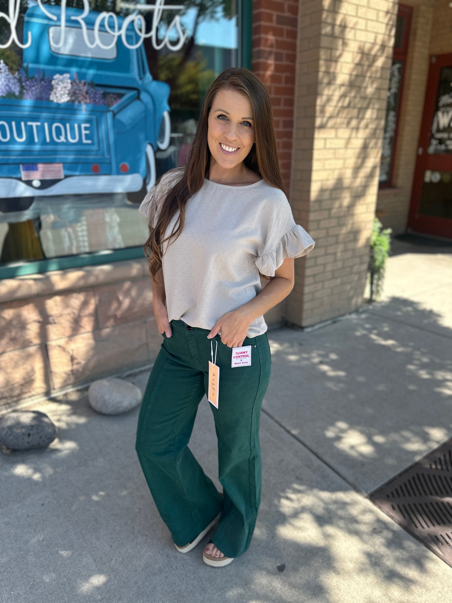 Solid Ruffle Short Sleeve