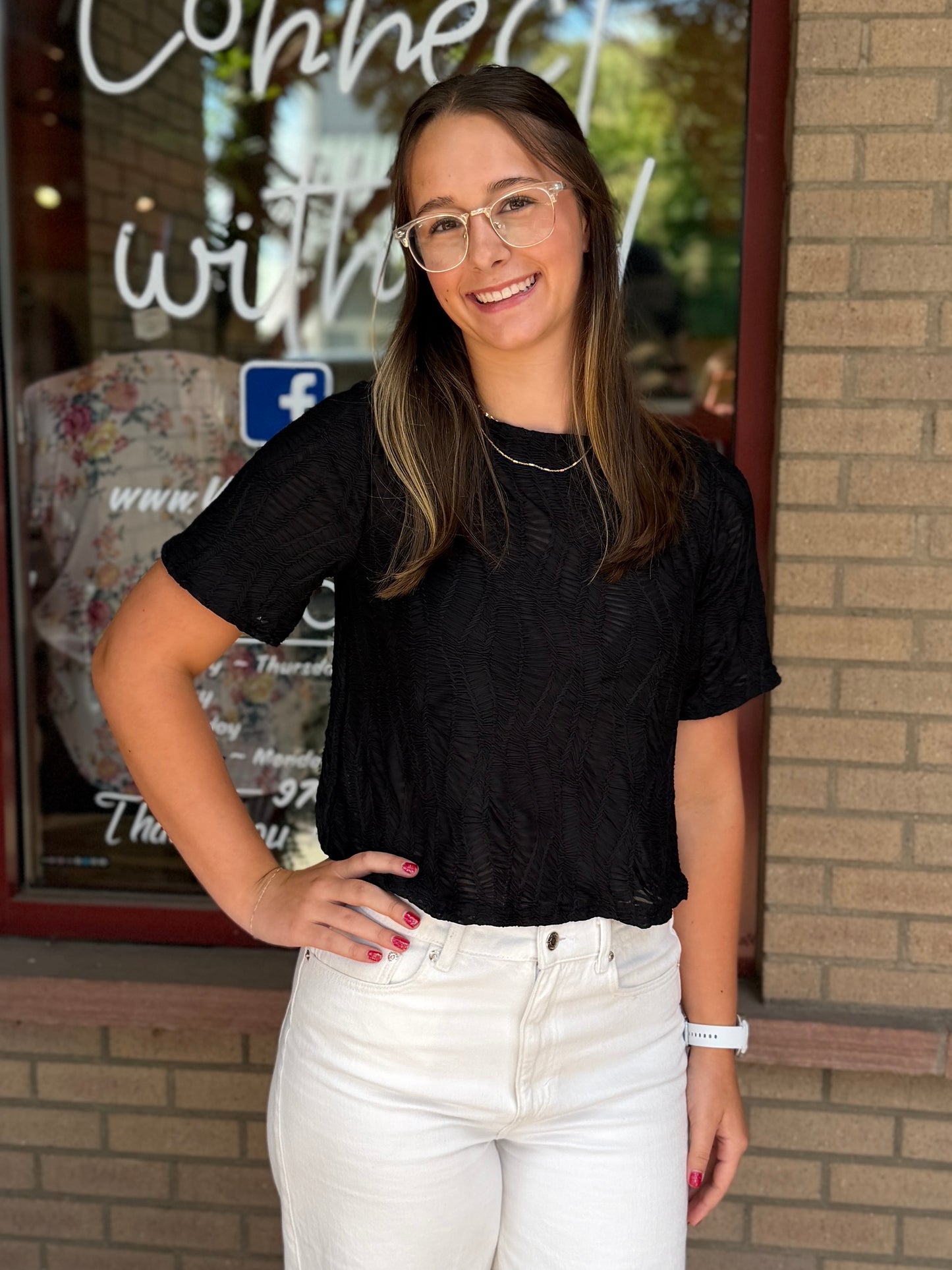 Textured Short Sleeve Top