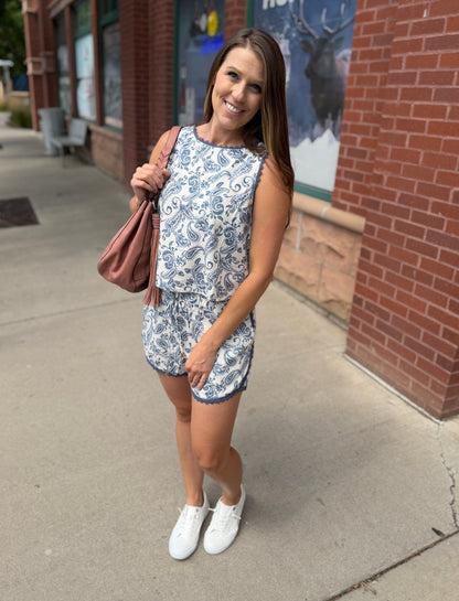 Paisley Linen Sleeveless Top