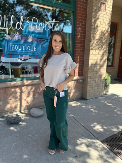 Solid Ruffle Short Sleeve