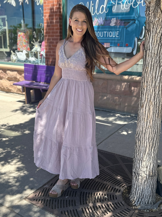 Lavender Embroidered Dress