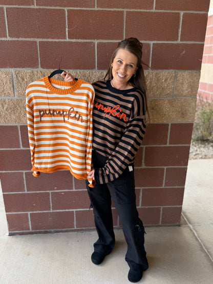 Pumpkin Script Stripe Knit Sweater