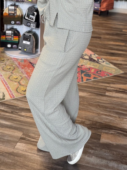 Sage Textured Knit Wide Leg Pants