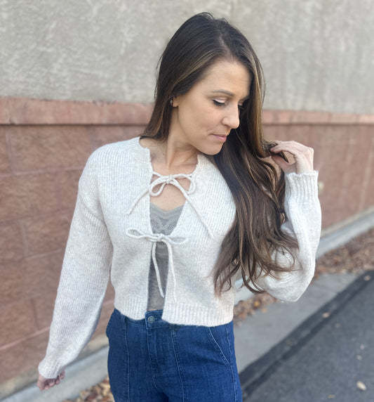 Bow Front Crop Sweater