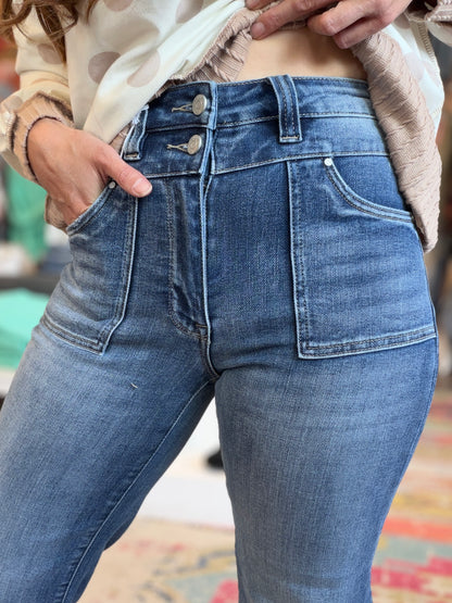 Violeta Patch Pocket Wide Leg Jeans
