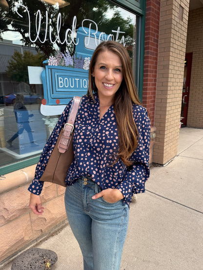Suki V-Neck Printed Blouse