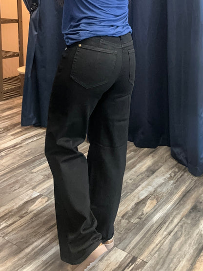 High Waist Retro Wide Black Jeans