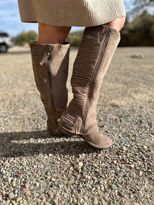 Taupe Strappy Tall Boot