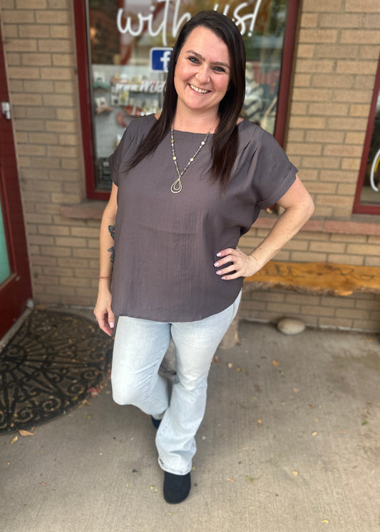 Charcoal Dolman Short Sleeve