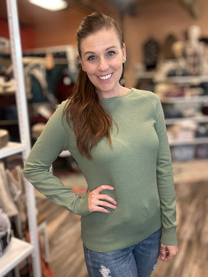 Sage Waffle Knit Pullover