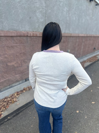 Color Trim Henley Long Sleeve