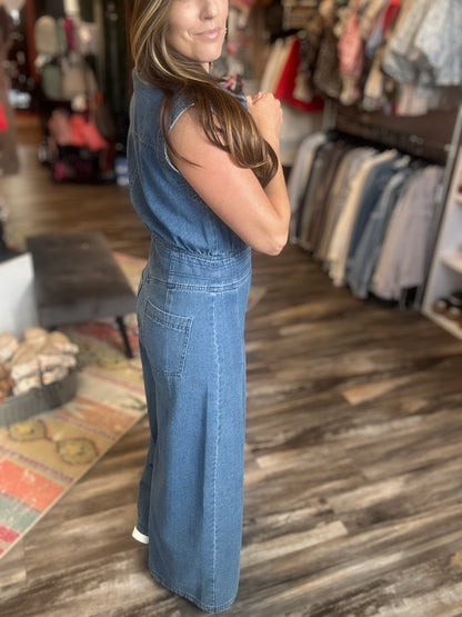 Denim Wide Leg Jumpsuit